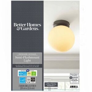 5/$50 Better Homes & Gardens Semi-Flushmount Soft Frosted Globe+Lightbulb